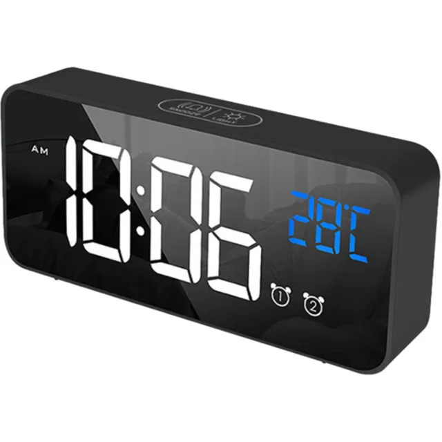 QTTVBTNA Digitale Wekker - Alarmklok - Klok - Temperatuurweergave 12/24H - Snooze Functie - Dimbare Helderheid met 4 Niveaus - Zwart