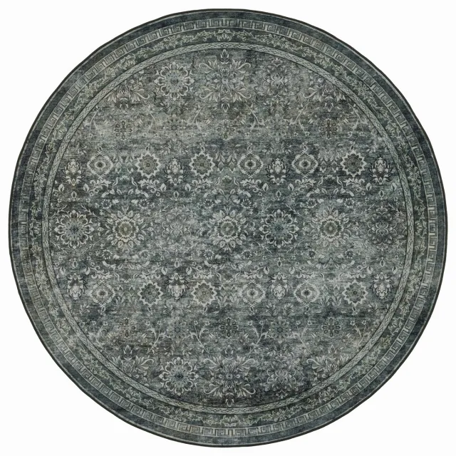 Moonay Rond Vintage Vloerkleed Atlas Oosters 160 cm - Wasbaar Antislip Groen