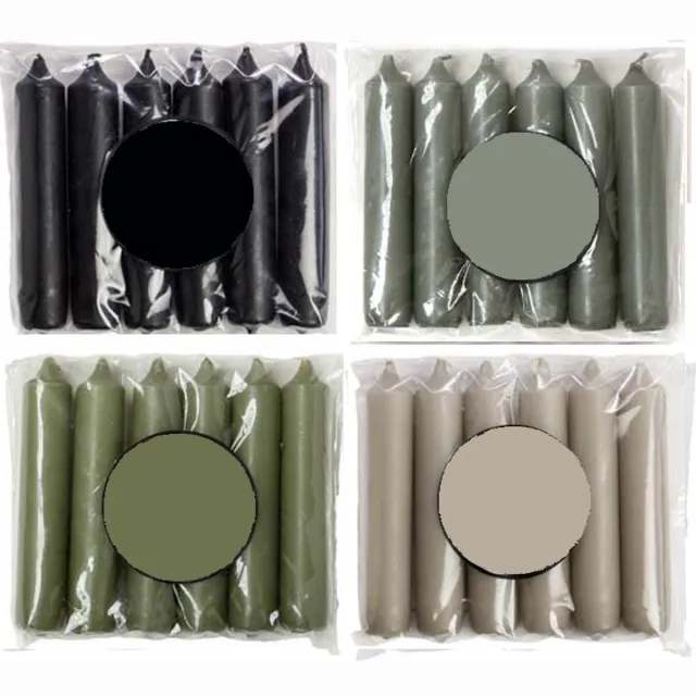 Cactula Korte Dinerkaarsen – 24 Stuks ( 4 x 6 stuks) – Ø 2.1 x 12 cm – Luxe Gekleurde Kaarsen – Trendy Rain Kleuren: Zwart, Grijs, Groen, Lichtgrijs