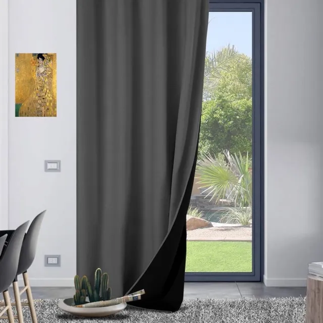 home style Alina Kant-en-Klaar Gordijn Grijs | 140x260 cm | Verduisterend & Thermisch | Met Ringen | 100% Polyester 420 g/m² | Per Stuk
