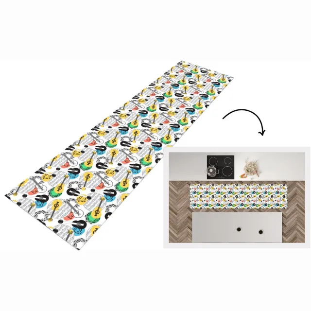 KitchenYeah Keukenloper - Loper keuken - Gitaar - Muziek - Patronen - Abstract - Keukenloper vinyl multicolor, foto 7