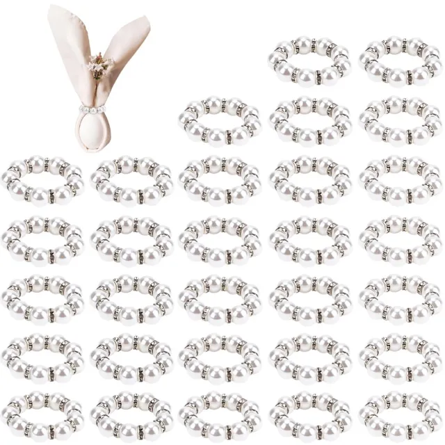 Famanu Parel servetringen - Houdt servetten op hun plaats - Elegant design met strass - 30 stuks rood