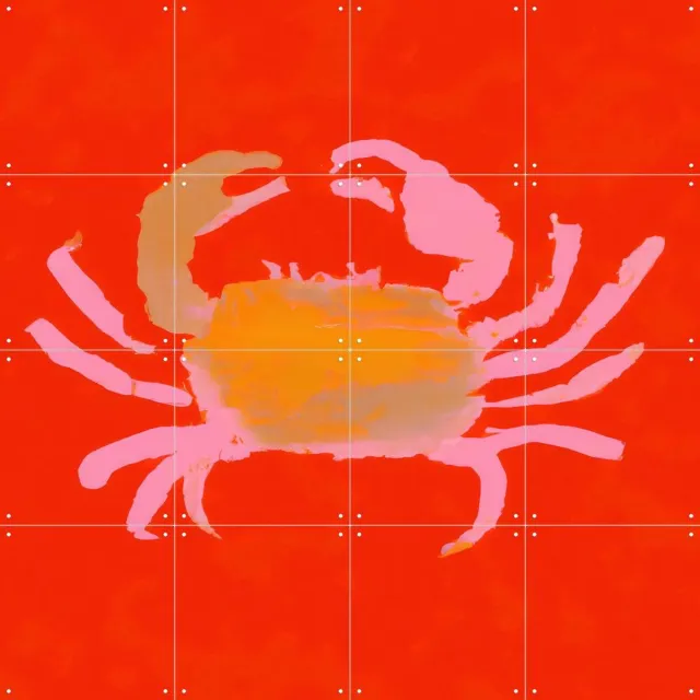 IXXI Crabby Paddy, Interiorisla - 80 x 80 cm - Grote wanddecoratie en posters - Abstract, Minimalisme, Digitale Kunst, Speels, Woonkamer, Keuken Rood