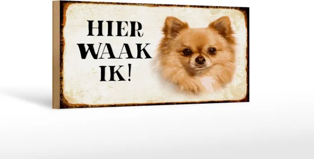 Femer Houten bordje van FEMER 27x10cm met tekst nederlands Hier Waak ik Chihuahua