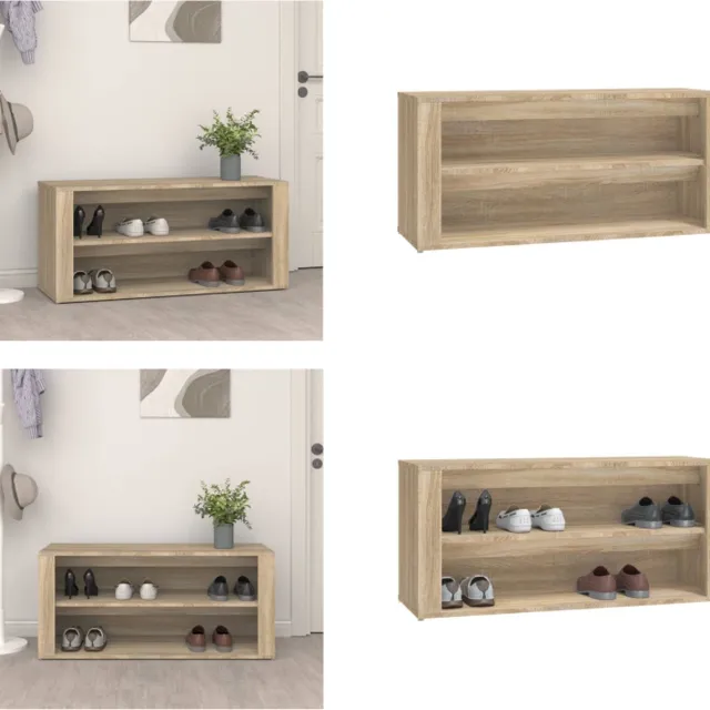 vidaXL Schoenenrek - 100x35x45 - cm - bewerkt - hout - sonoma - eikenkleurig sonoma eiken