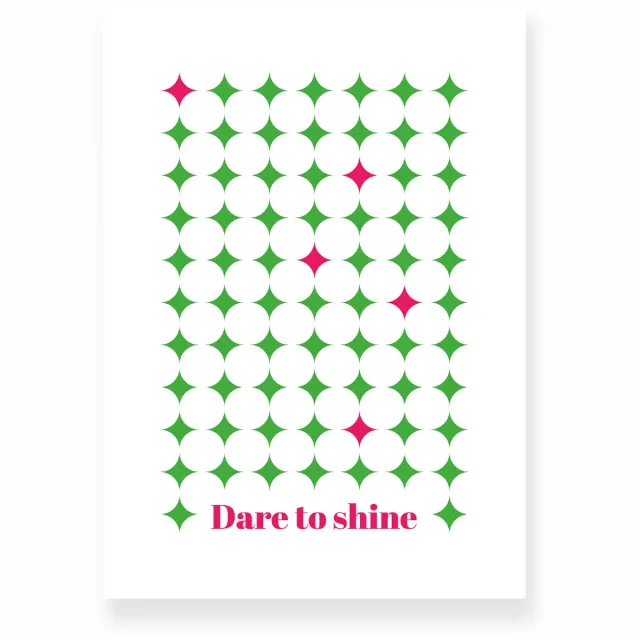 Yisual Poster 50x70 cm - Dare to Shine - Ruitpatroon - Groen - Roze - Grafisch - Retro - Muurdecoratie - Wanddecoratie