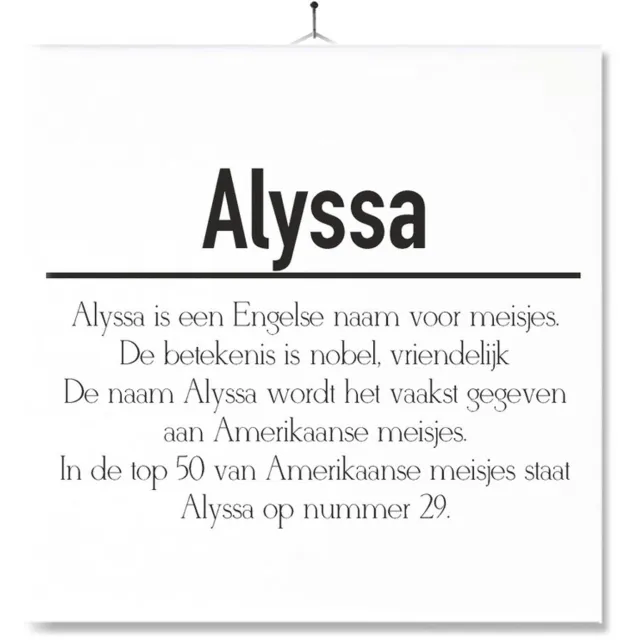 MC Living Tegel Met Opdruk | Betekenis | Kado | Cadeau | Met Naam - Alyssa Multi-Color