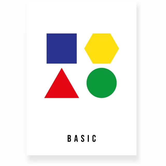 Yisual Poster 30x40 cm - Geometrische Basisvormen - Wit - Primaire Kleuren - Modern - Minimalistisch - Muurdecoratie - Wanddecoratie Blauw