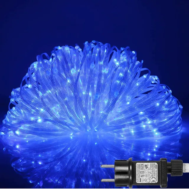 MUPOO Lichtsnoer 10M 100 LEDs - Lichtslinger met 8 Lichtstanden & Geheugenfunctie - Kerstverlichting - Tuinverlichting & Sfeerverlichting voor Balkon, Raam, Slaapkamer en Feest - Blauw - 1 Stuk