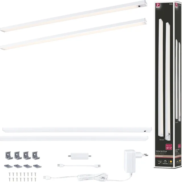 Paulmann LED-onderkastverlichting Inline Startersset 3000K dimbaar 2x6W 550x26 mm 2x500lm 230/24V Wit mat