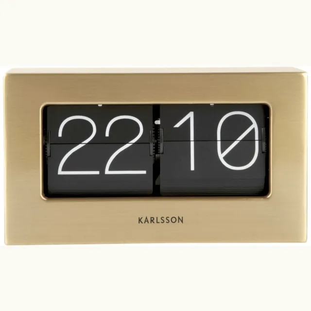 Karlsson Tafelklok Boxed Flip - Geborsteld Goud - 20,5x7x11,5cm - Modern