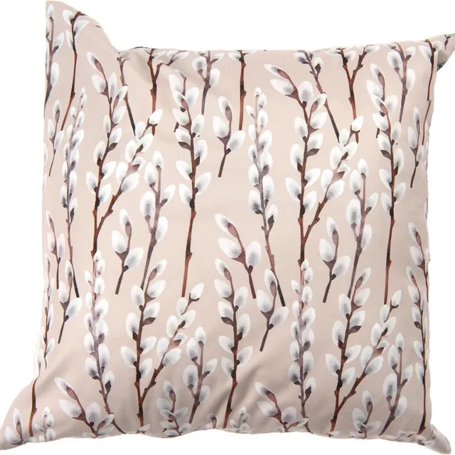 Clayre & Eef Kussenhoes 45x45 cm Beige Bruin Polyester Vierkant Katjestakken Sierkussenhoes
