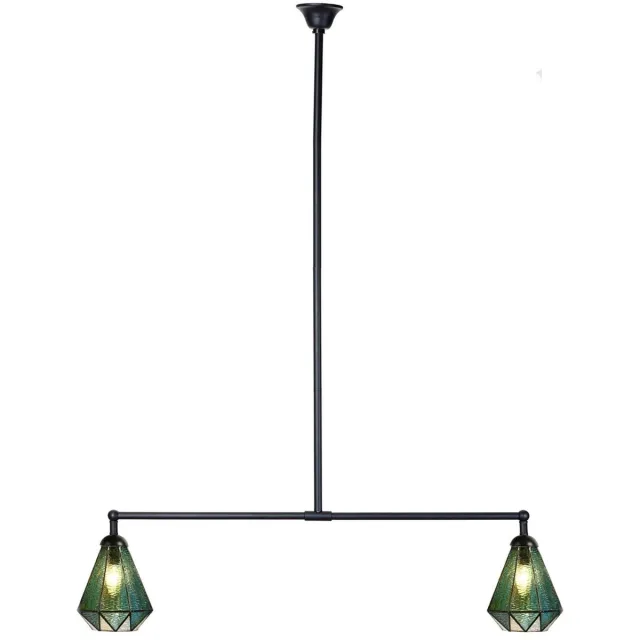 Coloured by Art Tiffany T-lamp 2 lichts Arata Green - Art Deco Trade Zwart