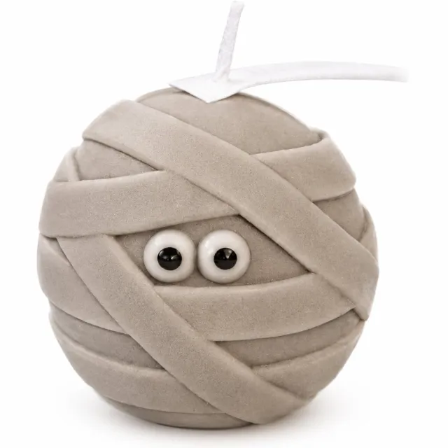 SWGOTA Halloween-geurkaars in mummievorm, lichtgrijs met rozengeur, handgegoten sojawasmengsel, kaarslichaam 55 mm hoog en 63 mm diameter