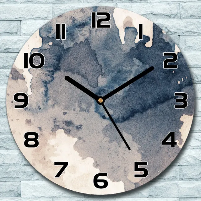 Coloray Wandklok - Gemorste aquarelverf Glazen Wandklok - 30fi cm - Blauw Wandklok - Wandklok Ronde - Wandklok Modern - Wandklok Keuken - Stille Wandklok Blauw - Gemorste aquarelverf - Zwarte Handen