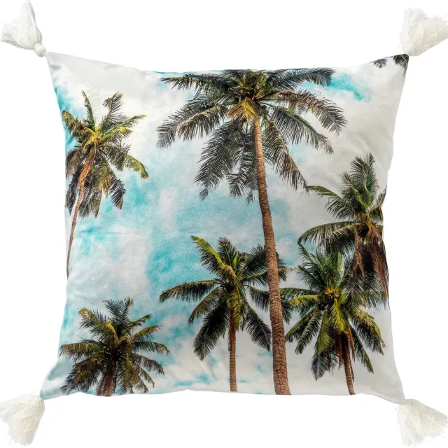 Dutch Decor BAHAMAS - kussenhoes 45x45 cm - palmbomen - Snow White - wit - met rits - zonder binnenkussen