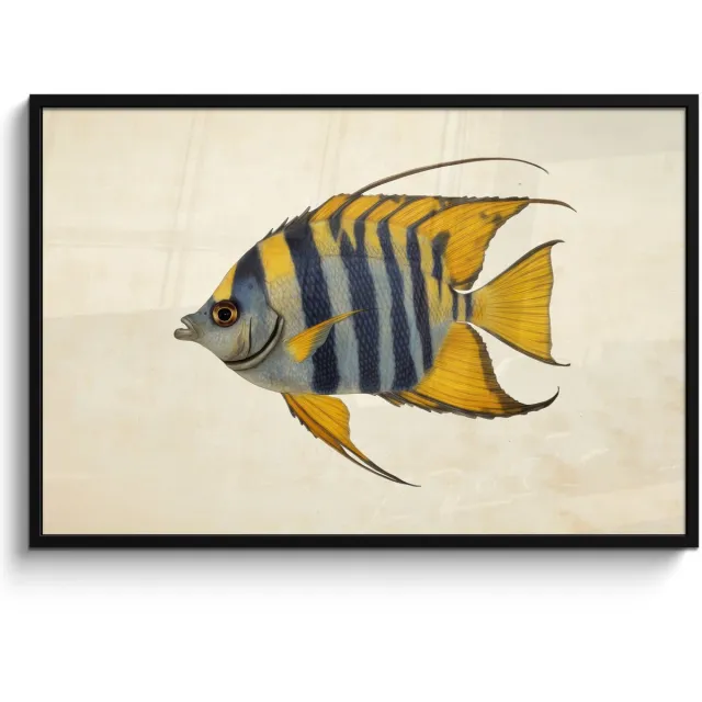 FrameYourWall Poster in lijst - Fotolijst 120x80 cm - Posters - Vis - Sierlijk - Vinnen - Illustratie - Posterlijst zwart - Decoratie - Wanddecoratie woonkamer - Muurdecoratie slaapkamer