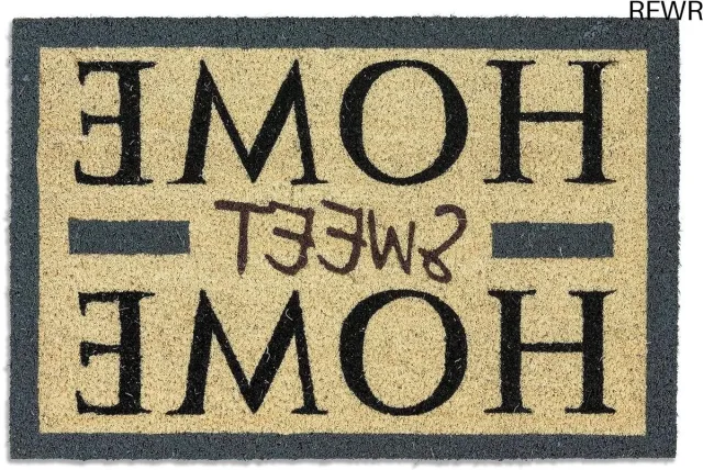 RFWR Grijze kokosnoot deurmat met letters 40x60 cm - Antibacteriële entreemat met antislip vinyl rug - Duurzaam natuurlijk materiaal Grijs