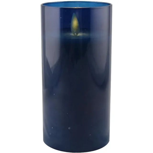 Magic Flame Led-kaars In Kaarshouder 15 X 7 Cm Glas Blauw