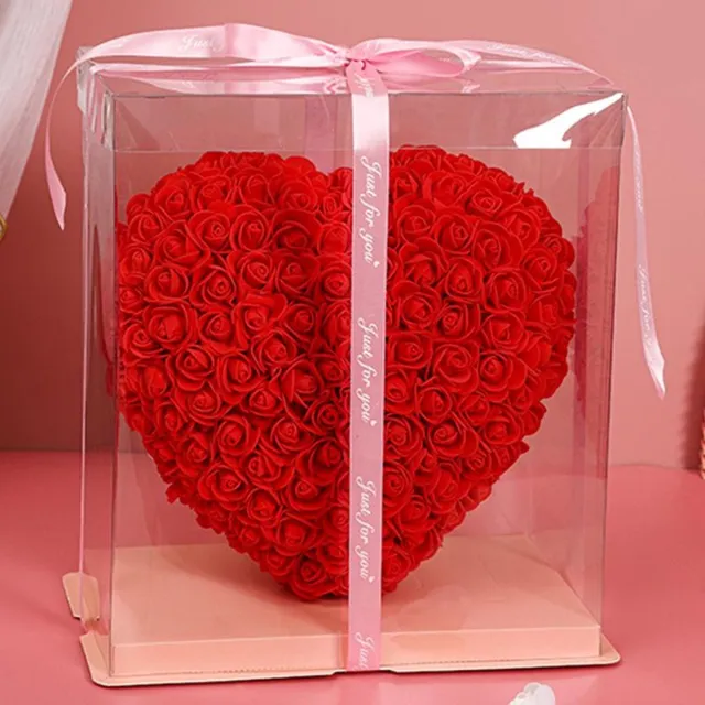 Teddiesrosery Rozenhart - Flowerbox - Rose Heart - Rozenbeer - Rose bear - Foam rose - Luxe giftbox - Moederdag - Liefdescadeau Rood
