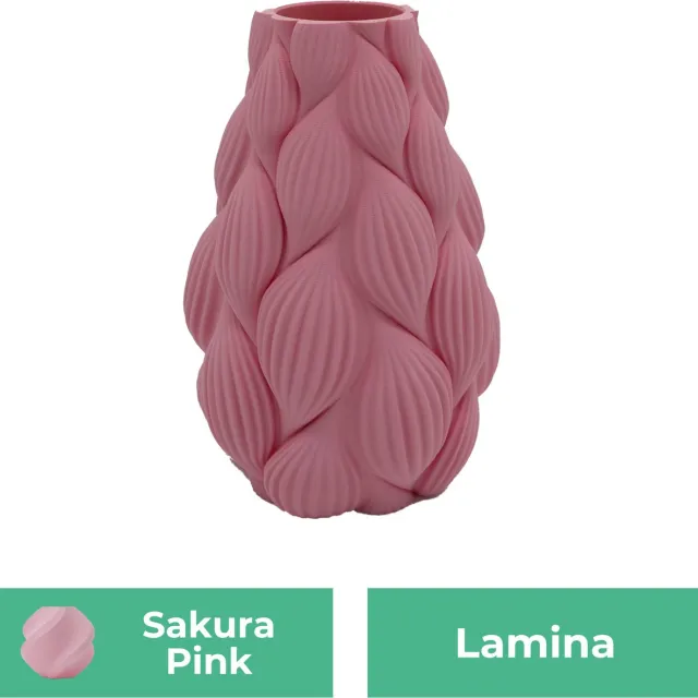 Lovora Lamina moderne vaas – Decoratieve vaas - Sakura Roze - 3d geprinte vaas – geschikt voor droogbloemen - 25CM