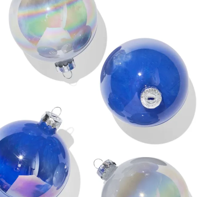 HEMA Kerstballen set 8.5cm glans zilver-blauw - 4 stuks (multi)