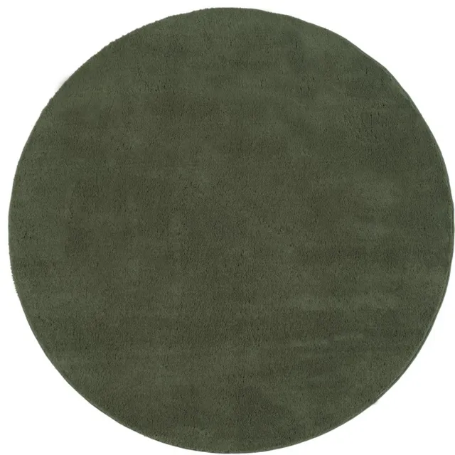 TapisTrend Harig tapijt Bosgroen 200 cm rond Effen, wasbaar, antislip vloerkleed met een zachte pool van 19 mm voor de woonkamer, slaapkamer en eetkamer