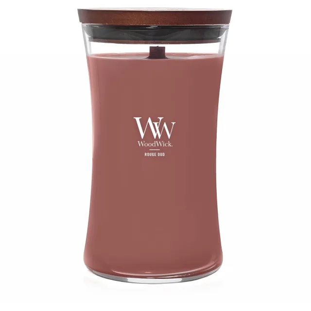 Woodwick Hourglass Large Geurkaars - Rouge Oud - 130 branduren Rood