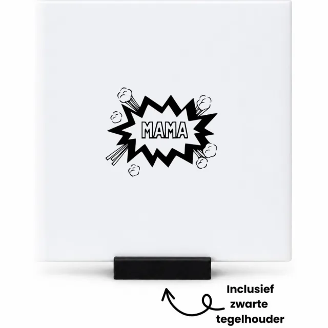 Hacebo Best mom ever tegeltje met tegelhouder - Moeder - Mama - tegeltjes met tekst - Moederdag - cadeau - verjaardag - spreuktegels - 10.8x10.8 CM Wit