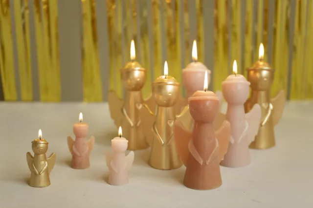 Rustik Lys engel kaarsjes skin set van 3 Beige