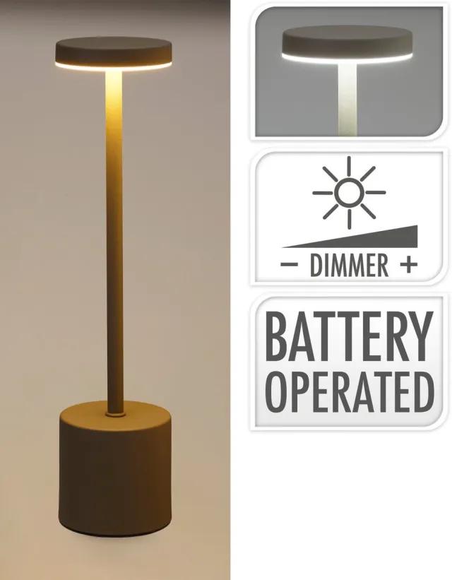 Home & Styling Tafellamp LED - Ø8xH34cm - Excl. batterijen - Taupe Beige