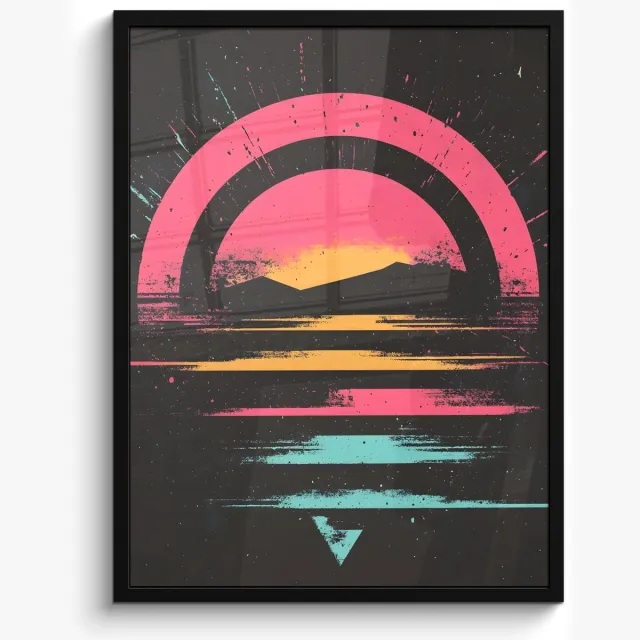 FrameYourWall Poster in lijst - Fotolijst 50x70 cm - Posters - Cirkel - Abstract - Roze - Posterlijst zwart - Decoratie - Wanddecoratie woonkamer - Muurdecoratie slaapkamer