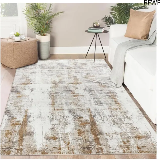 RFWR Vloerkleed Beige Bruin Modern Abstract 120 x 170 cm Laagpolig Wasbaar Antislip Beige-bruin