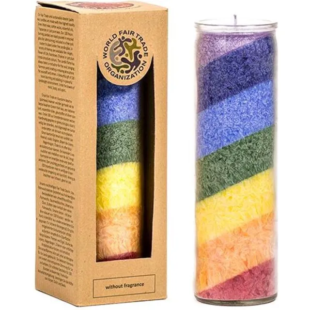 Greenpalm Kaars stearine regenboog (21x6,5cm) Wit