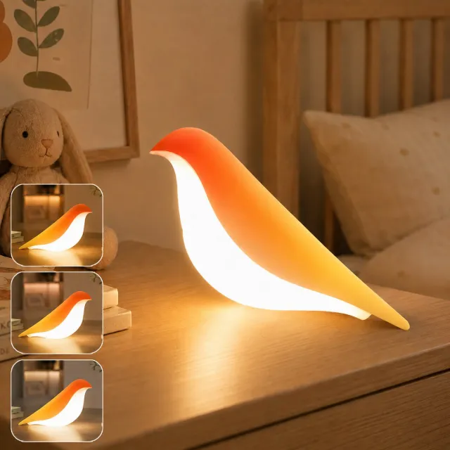 Rosnek Wipwap Vogel Nachtlampje met Aroma Diffuser - Draadloos Touch Dimbaar Tafellamp - 3 Kleuren LED Bureaulamp - Oplaadbaar - Kleurverloop - 1 Stuk Multicolor