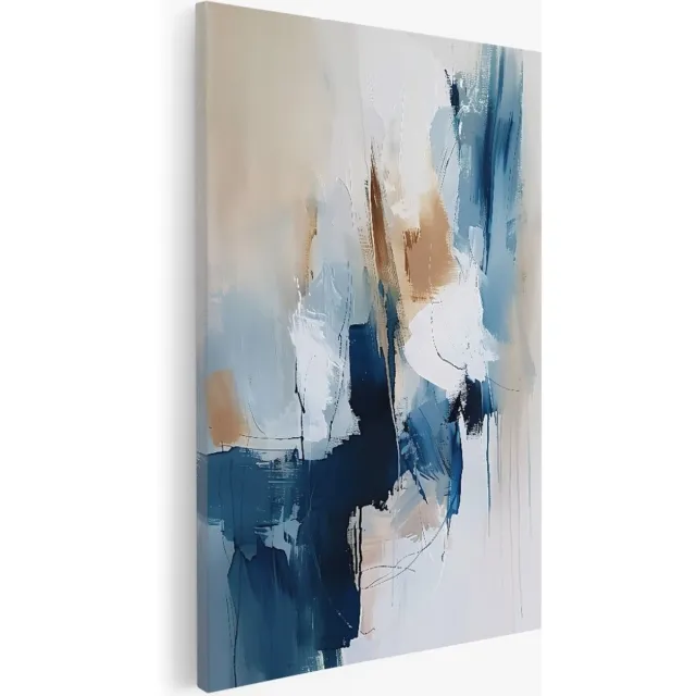 Saammp Canvas Schilderij - Abstract - Kunst - Penseelvegen - 50x70 - Foto op canvas - Wanddecoratie - Muurdecoratie Woonkamer - Slaapkamer decoratie - Canvas Print Multicolor