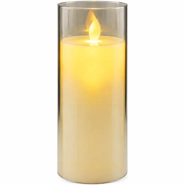 SWGOTA led kaarsen met bewegende vlam - ivoorkleurige kaars van 7,8 x 17,5 cm, werkt op 3 AA-batterijen (niet inbegrepen)