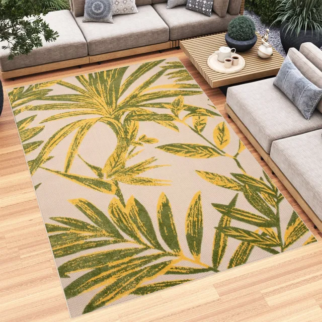 Tapiso Patio Indoor Tapijt Tuintapijt Creme Buiten Buitenkleed Planten Creme 1