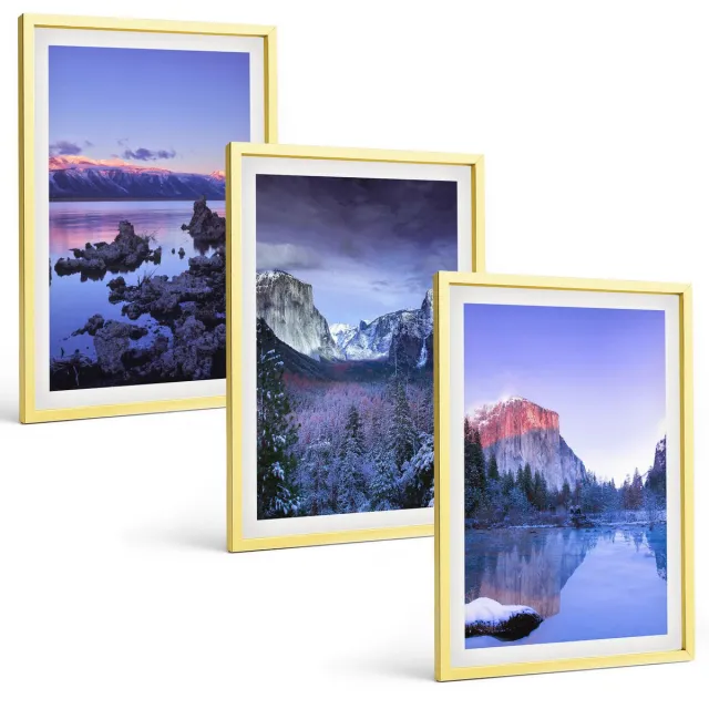 TULUP 4-Delige Schilderij Set - Berglandschappen bij schemering, uitzicht op het water - 40 x 60 cm - Stijlvolle Wanddecoratie - Interieur - Stijlvolle Muurdecoratie Gouden lijst