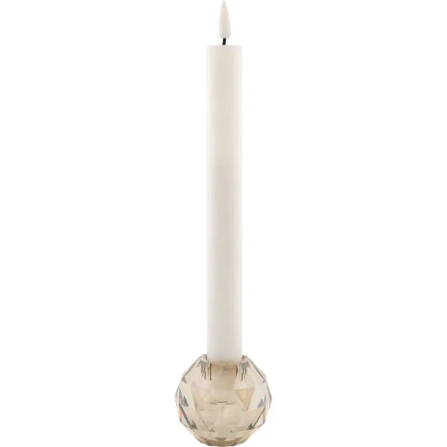 House Nordic Kaarshouder - Kaarshouder rond in glas Ø6x5 cm beige