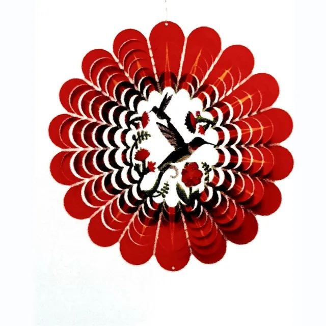 Spin Art/Cooking Vinyl Spin Art windspinner kolibrie RVS - Ø 30 cm - rood