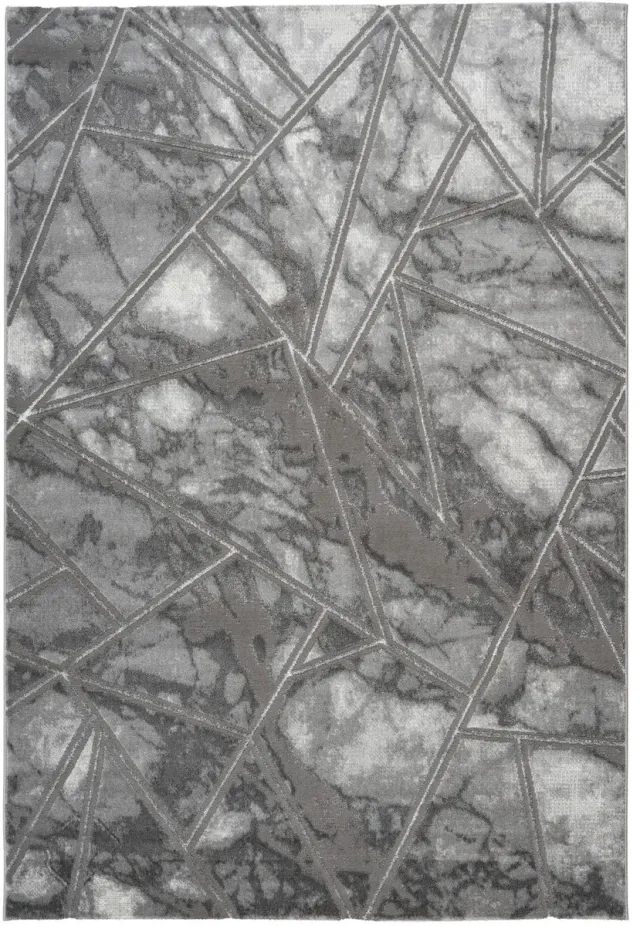 Dutch XXL Modern Vloerkleed | Tapijt | Marmaris | Geometrisch | Zilver | 160x230 cm