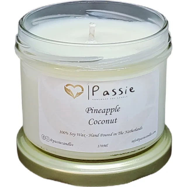 Passie Candles Ananas & kokos handgemaakte soja geurkaars Crème