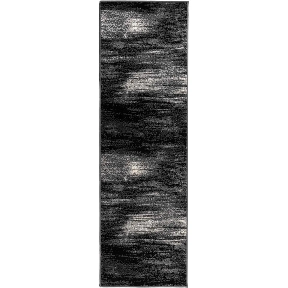 vidaXL Tapijtloper FLORNES Geweven Zwart Penseelstreken 80 x 150 cm PP