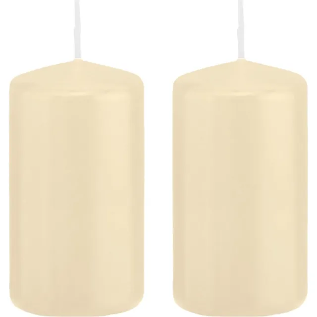 Trend Candles 2x Cremewitte cilinderkaarsen/stompkaarsen 6 x 12 cm 40 branduren - Geurloze kaarsen - Woondecoraties