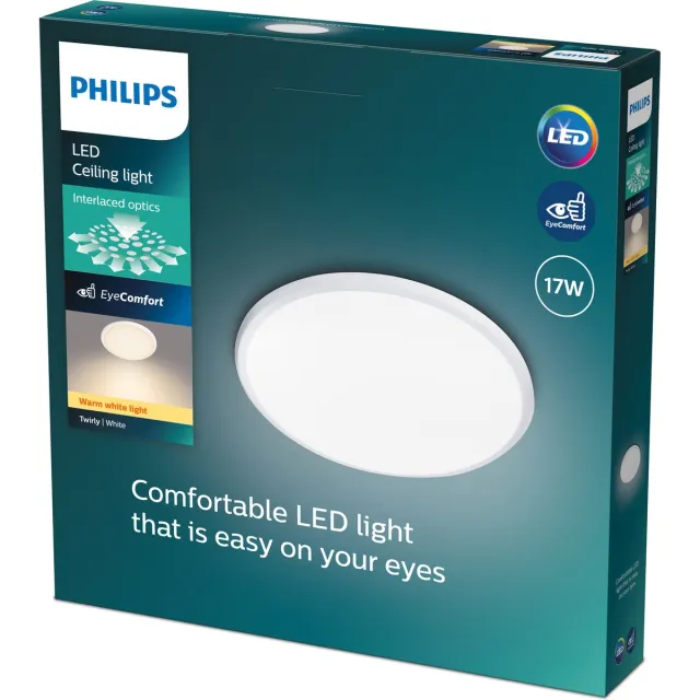 Philips Twirly plafonnière - wit - groot -warmwit licht - 17 W