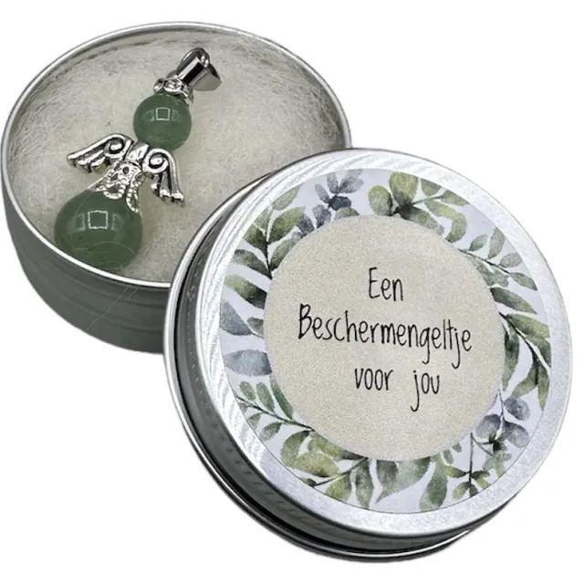 VanKarina Een beschermengeltje voor jou,aventurijn,edelsteen,troost,verdriet,zorgen,engel,beschermengel,klein kadootje,beterschap,sterkte,bescherming licht groen