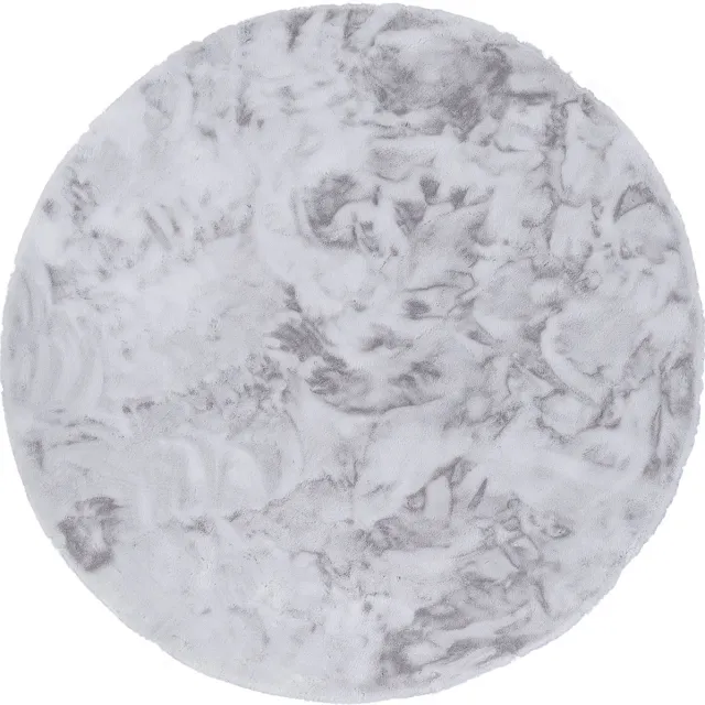 Pergamon Luxe Super Zachte Bont Vloerkleed Tapijt Plush Rond Zilver