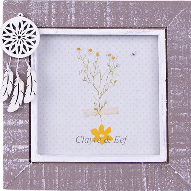 Clayre & Eef Fotolijst 10x10 cm Grijs Wit Hout Dromenvanger