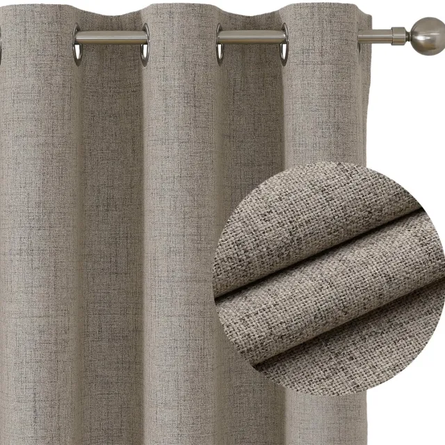 Ibenzoa Ondoorzichtige Verduisteringsgordijnen met Linnenlook en Metalen Oogjes, Set van 2, 175 x 140 cm, Hittebescherming voor Slaapkamer en Woonkamer